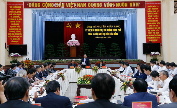 Toàn cảnh Thủ tướng Chính phủ Nguyễn Xuân Phúc thăm và làm việc tại Lâm Đồng chiều ngày 30/7