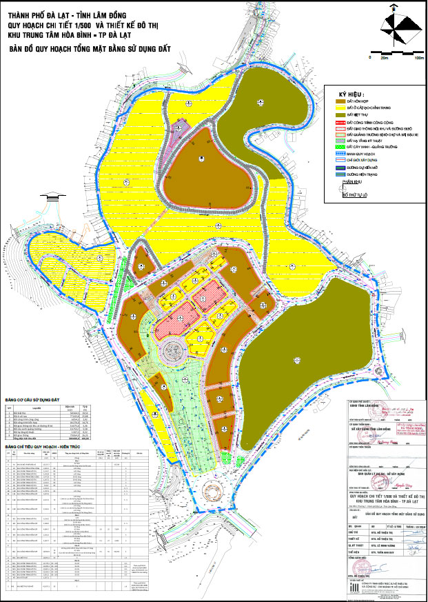 Bản đồ quy hoạch tổng mặt bằng sử dụng đất Khu trung tâm Hòa Bình