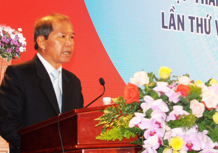 Bí thư Tỉnh ủy Lâm Đồng Nguyễn Xuân Tiến phát biểu tại đại hội