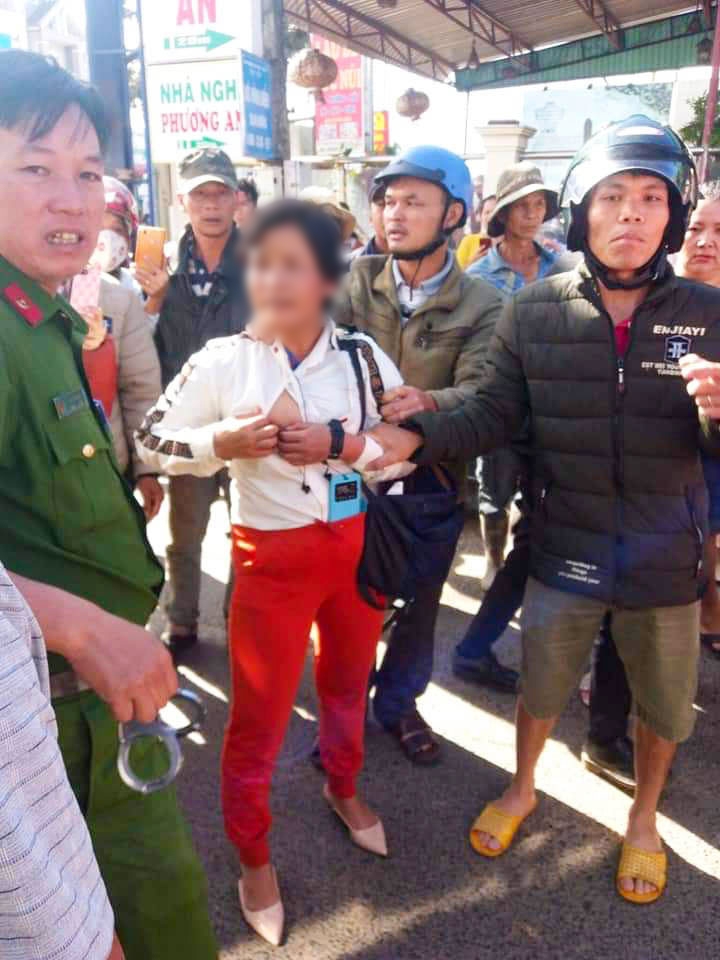 Công an Đức Trọng khẳng định bà Nguyễn Thị Kim Thu là người bị mắc chứng bệnh về năng lực hành vi. Ảnh chụp từ clip