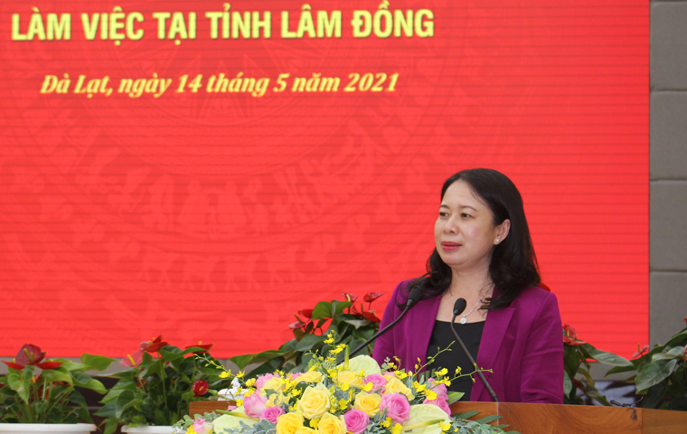  Phó Chủ tịch nước Võ Thị Ánh Xuân phát biểu ghi nhận, đánh giá cao công tác chuẩn bị bầu cử tại Lâm Đồng