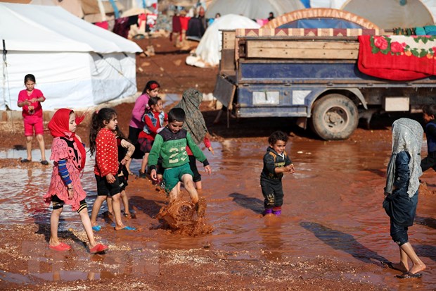 Trẻ em tại một trại tị nạn ở tỉnh Idlib, Syria ngày 17/12/2020