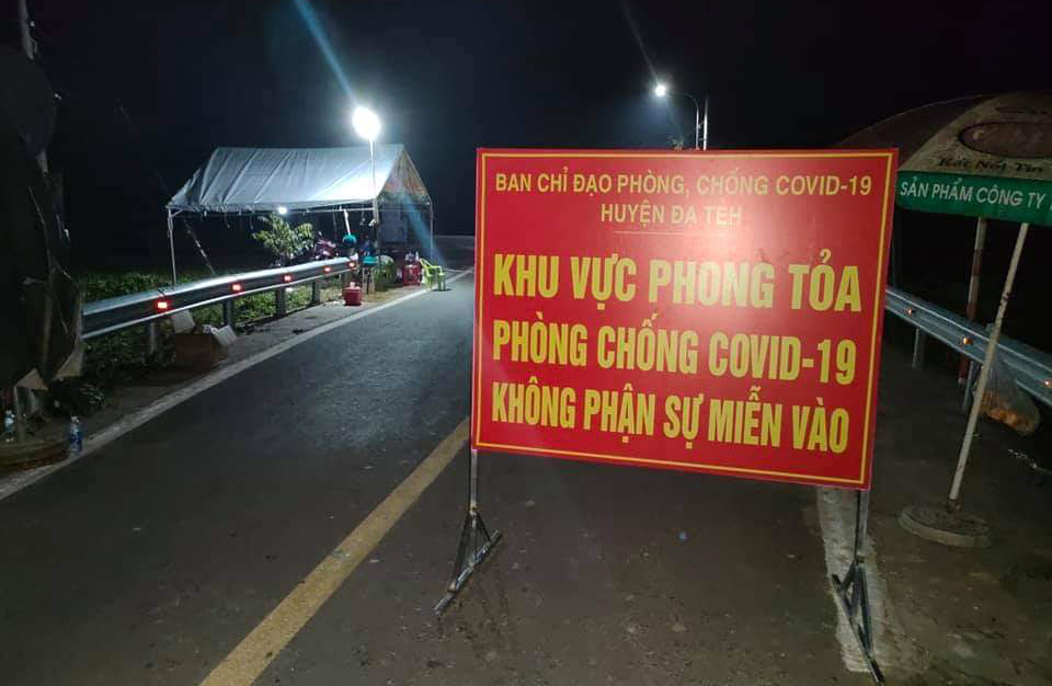 Khu vực phong tỏa phòng chống dịch Covid-19 được thiết lập tại thôn Phú Hòa (xã Mỹ Đức, huyện Đạ Tẻh)