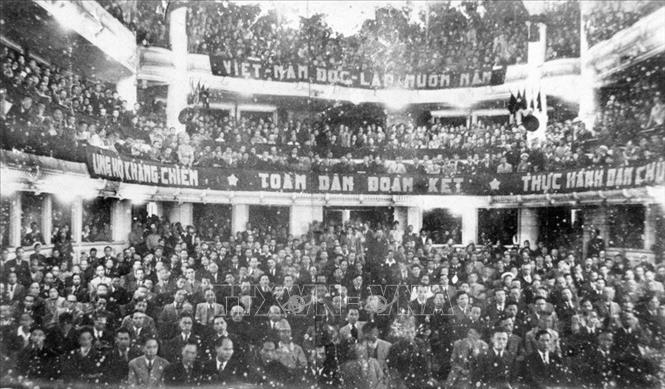 Quang cảnh buổi khai mạc kỳ họp thứ nhất, Quốc hội khoá I, ngày 2/3/1946. Ảnh tư liệu
