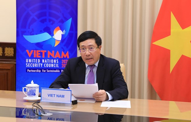 Tháng 12/2020, Phó Thủ tướng, Bộ trưởng Ngoại giao Phạm Bình Minh phát biểu tại cuộc họp trực tuyến của Hội đồng Bảo an Liên hợp quốc với chủ đề 