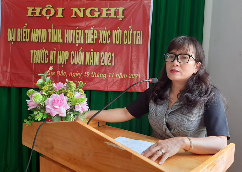 Bà Phạm Thị Hồng Hải - Giám đốc Sở Giáo dục và Đào tạo giải trình kiến nghị của cử tri xã Gia Bắc