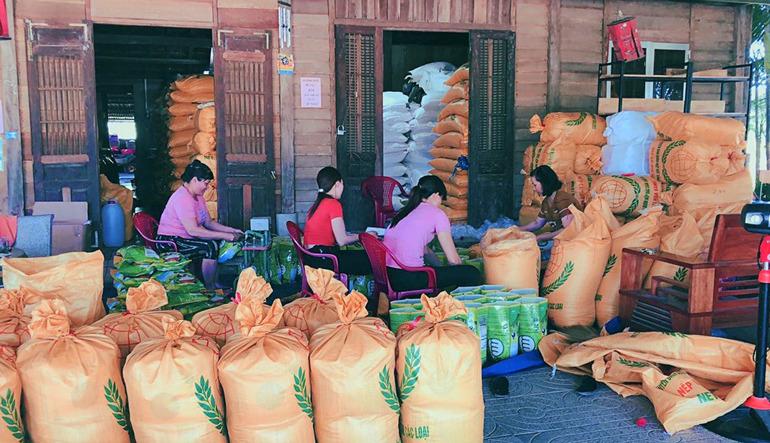 Những ngày này, tổ viên Hợp tác xã Quyết Tâm (xã An Nhơn) luôn làm việc liên tục từ 10 – 12 giờ/ngày đề đóng gói sản phẩm gạo nếp quýt cung cấp cho thị trường Tết Nguyên đán Nhâm Dần trong và ngoài tỉnh Lâm Đồng