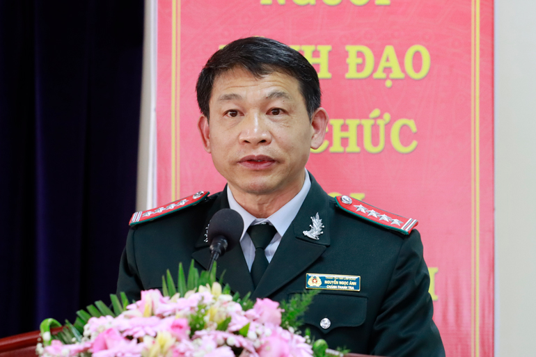 Đồng chí Nguyễn Ngọc Ánh – Chánh Thanh tra tỉnh phát biểu tại hội nghị