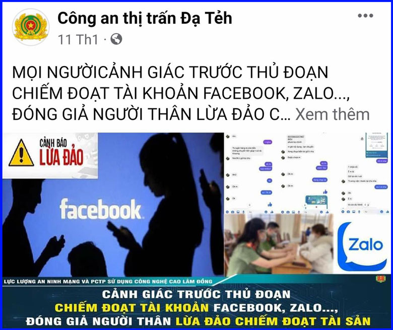 Công an huyện Đạ Tẻh đang tăng cường cảnh báo các thủ đoạn lừa đảo trên mạng tới người dân địa phương