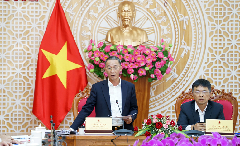 Phó Bí thư Tỉnh ủy, Chủ tịch UBND tỉnh Lâm Đồng Trần Văn Hiệp phát biểu chỉ đạo