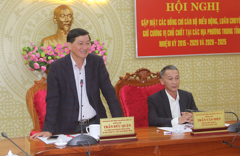 Bí thư Tỉnh ủy Lâm Đồng Trần Đức Quận phát biểu kết luận buổi gặp mặt
