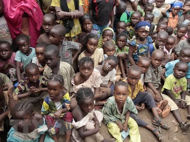 Trẻ em tại một trại tị nạn ở Bangui, Cộng hòa Trung Phi