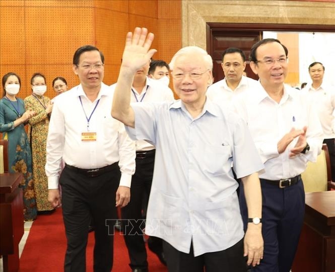Tổng Bí thư Nguyễn Phú Trọng đến làm việc với Ban Thường vụ Thành ủy và lãnh đạo chủ chốt TP Hồ Chí Minh