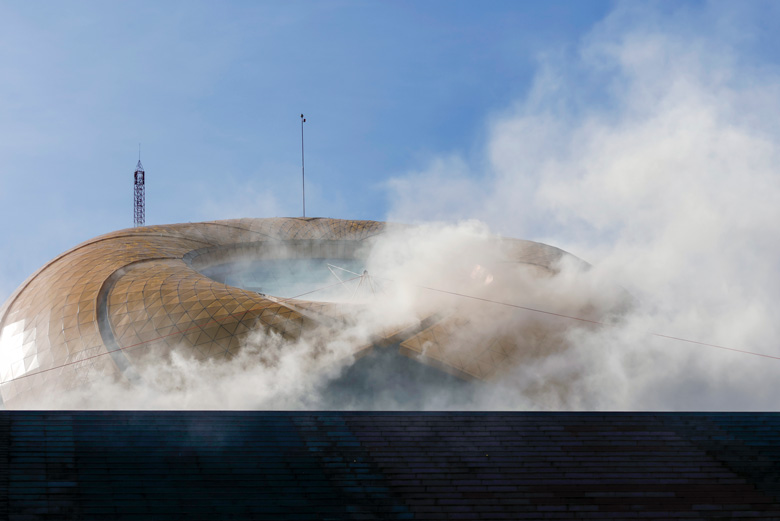 Tình huống giả định phát hiện khói bốc lên từ mái nhà hát Công ty Cinestar 