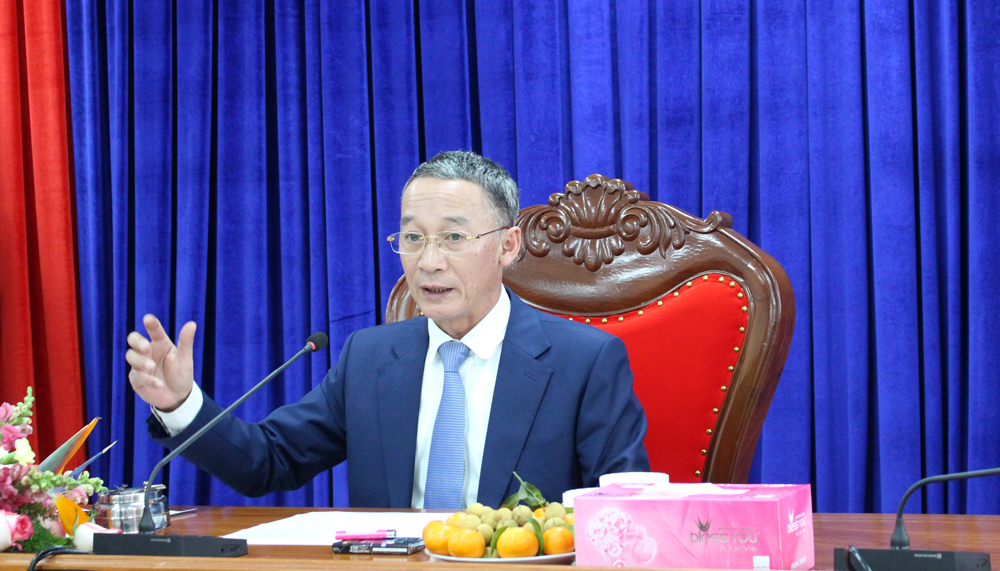 Chủ tịch UBND tỉnh Lâm ĐồngTrần Văn Hiệp phát biểu biểu dương và tin tưởng ngành thuế nỗ lực hoàn thành nhiệm vụ năm 2023