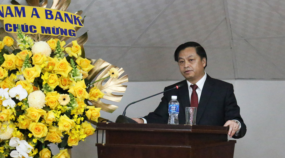 Ông Võ Văn Thanh – Giám đốc Ngân hàng Nhà nước chi nhánh tỉnh Lâm Đồng phát biểu nhận nhiệm vụ