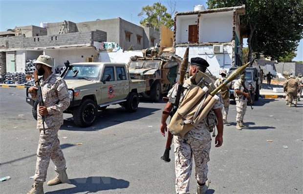 Binh sỹ thuộc Bộ Quốc phòng Libya gác tại khu vực ngoại ô Tripoli, Libya, ngày 22/7/2022