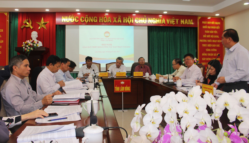 Quang cảnh hội nghị triển khai nhiệm vụ năm 2023 của ủy ban MTTQ tỉnh Lâm Đồng
