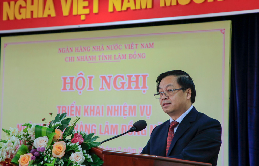 Ông Võ Văn Thanh - Giám đốc NHNN Chi nhánh tỉnh Lâm Đồng phát biểu khai mạc