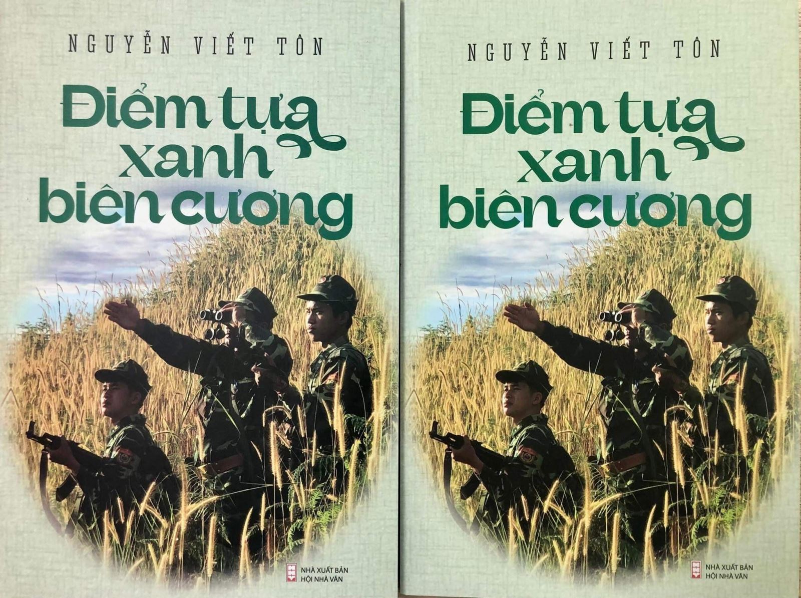 Bìa cuốn sách Điểm tựa xanh biên cương của nhà báo Nguyễn Viết Tôn, Phó trưởng phòng Phóng viên, báo Tin tức, TTXVN. Ảnh: NVCC