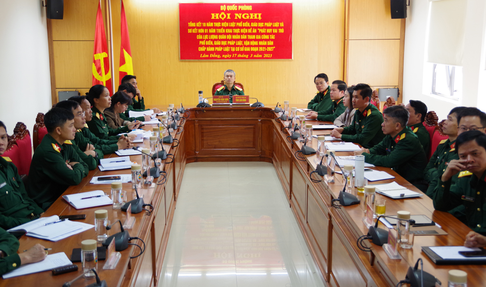 Quang cảnh tại điểm cầu Bộ CHQS tỉnh Lâm Đồng