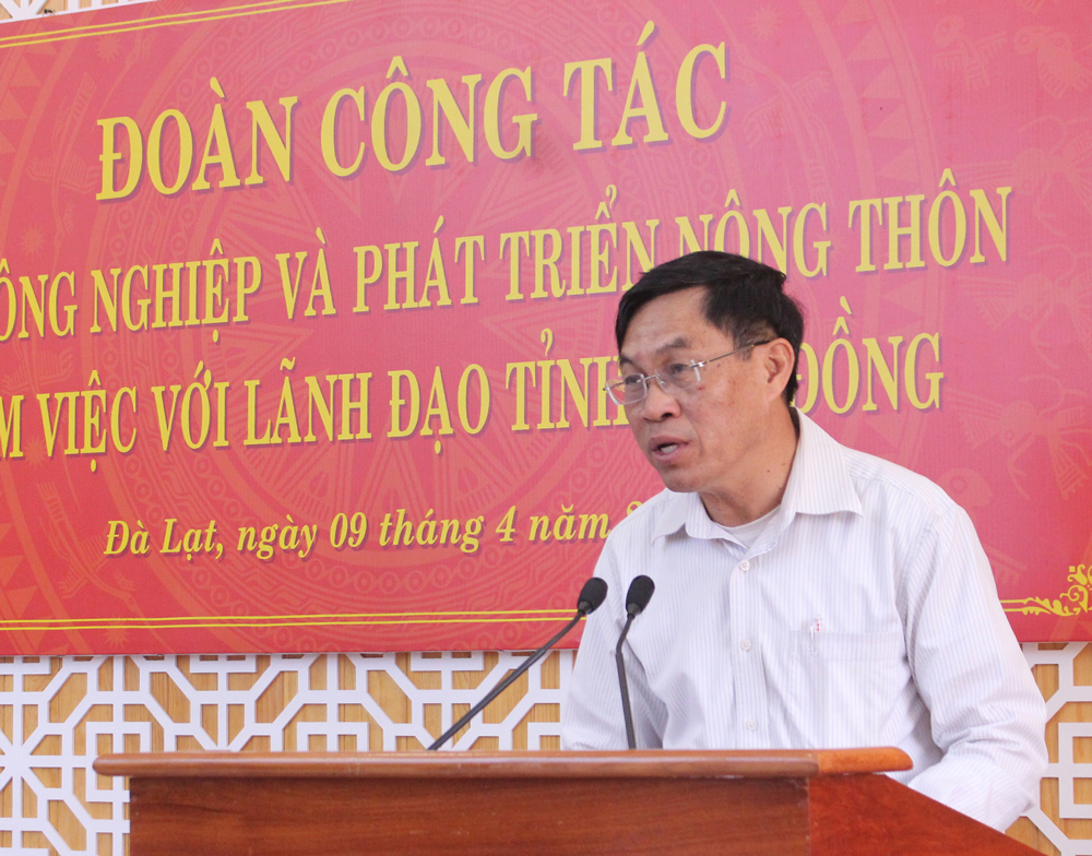 Phó Chủ tịch UBND tỉnh Lâm Đồng Võ Ngọc Hiệp phát biểu tại buổi làm việc
