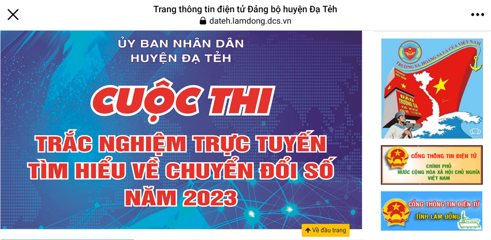 Cuộc thi diễn ra tại Trang thông tin điện tử của Đảng bộ huyện Đạ Tẻh hoặc Trang thông tin điện tử của UBND huyện Đạ Tẻh 