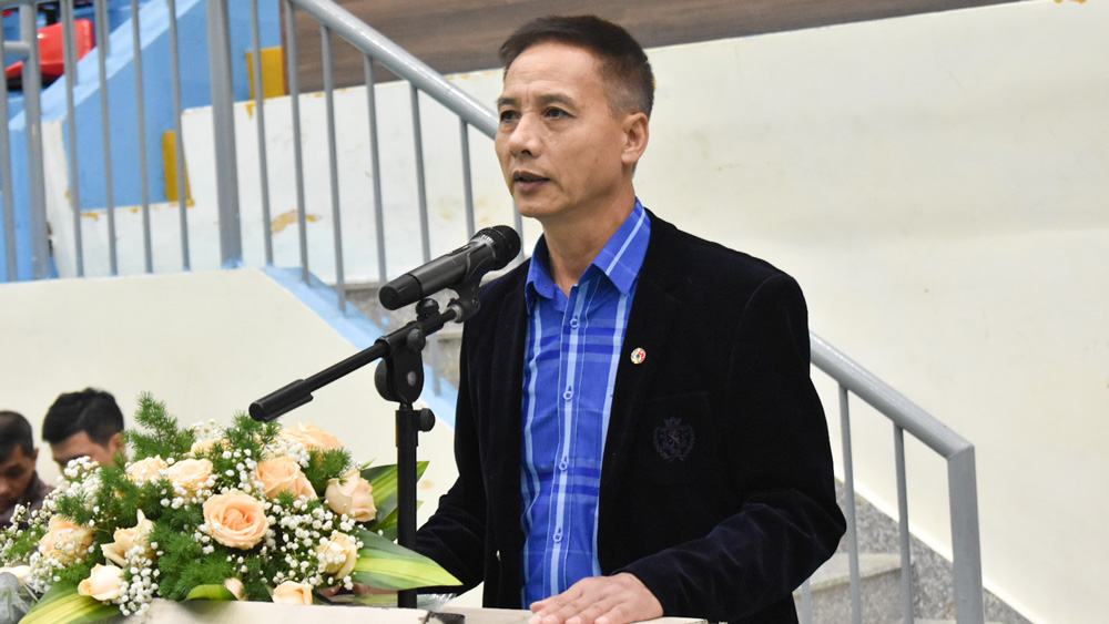 Ông Nguyễn Tiến Hải - Phó Giám đốc Sở Văn hóa Thể thao và Du lịch tỉnh phát biểu khai mạc 