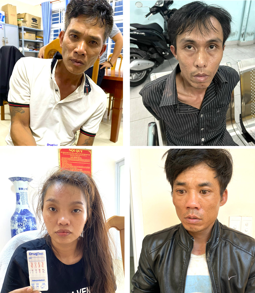 Các đối tượng Thiết, Trang, Thăng và Hải bị bắt giữ để điều tra làm rõ các hành vi tàng trữ, mua bán trái phép chất ma túy