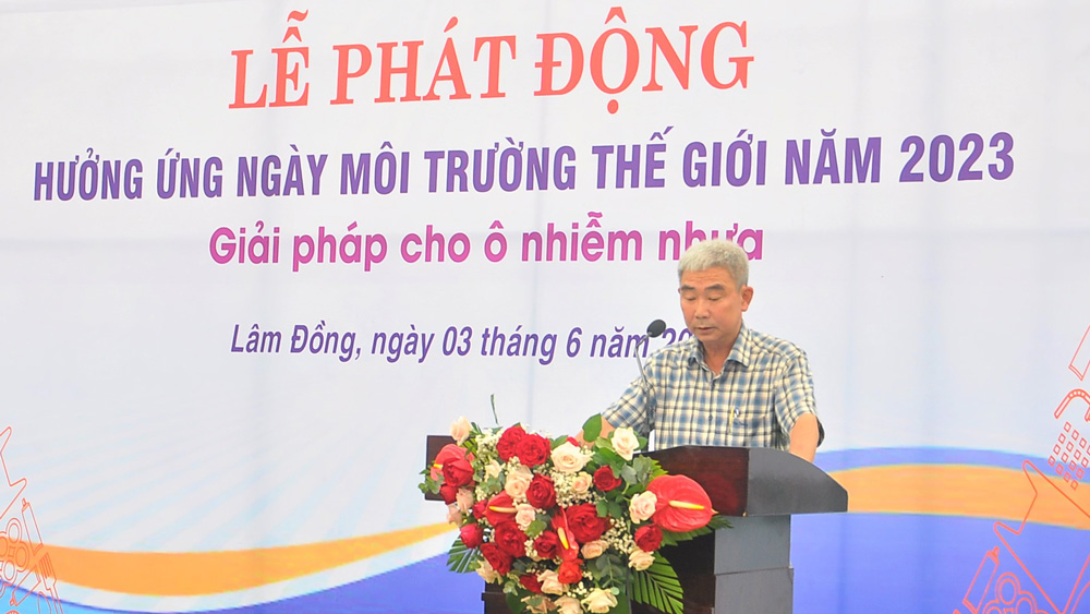Ông Huỳnh Ngọc Hải - Giám đốc Sở Tài nguyên Môi trường kêu gọi các ban, ngành, các địa phương và người dân trong tỉnh có các hoạt động thiết thực bảo vệ môi trường