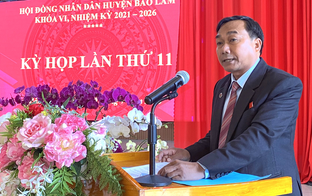 Đồng chí K’Lình - Phó Bí thư Thường trực Huyện ủy, Chủ tịch HĐND huyện Bảo Lâm phát biểu khai mạc