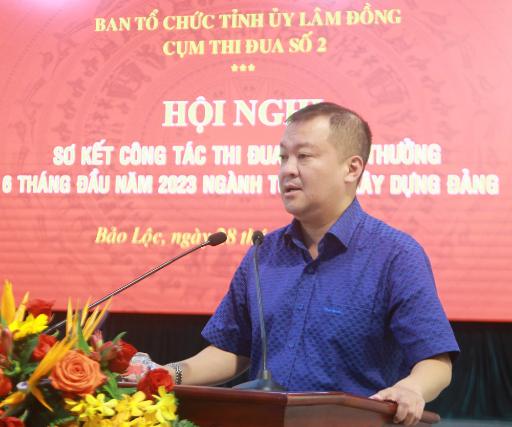 Đồng chí Vũ Quang Lâm - Phó Trưởng ban Tổ chức Tỉnh ủy phát biểu chỉ đạo tại Hội nghị