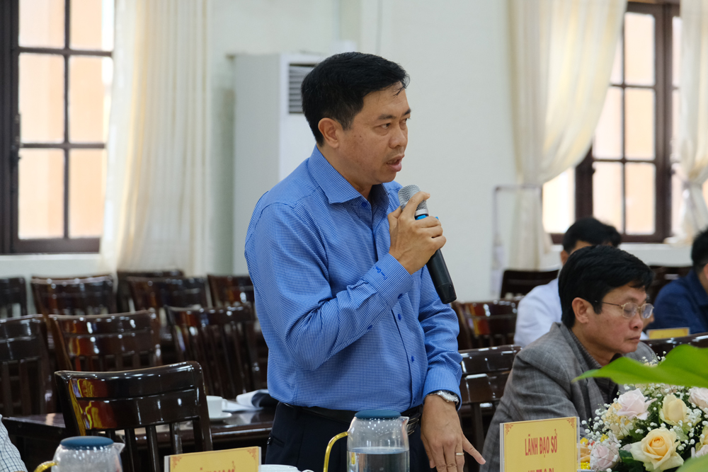 Đồng chí Nguyễn Trung Kiên - Giám đốc Sở Văn hóa Thể thao và Du lịch đề xuất các giải pháp để thúc đẩy phát triển du lịch huyện cCát Tiên