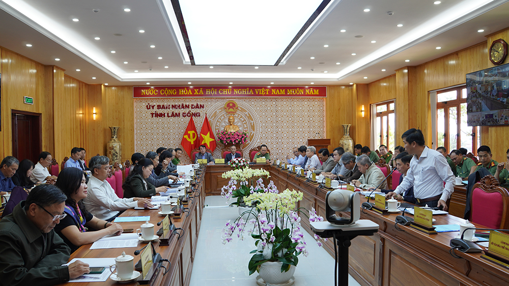 Quang cảnh hội nghị tại đầu cầu UBND tỉnh Lâm Đồng