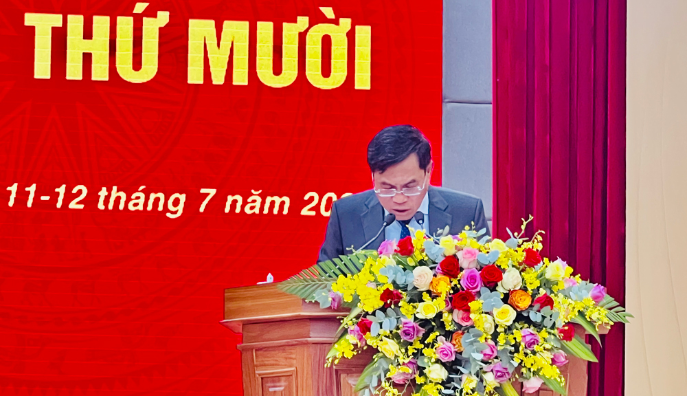 Phó Chủ tịch UBND tỉnh Võ Ngọc Hiệp báo cáo tóm tắt tình hình thực hiện kế hoạch kinh tế - xã hội 6 tháng đầu năm