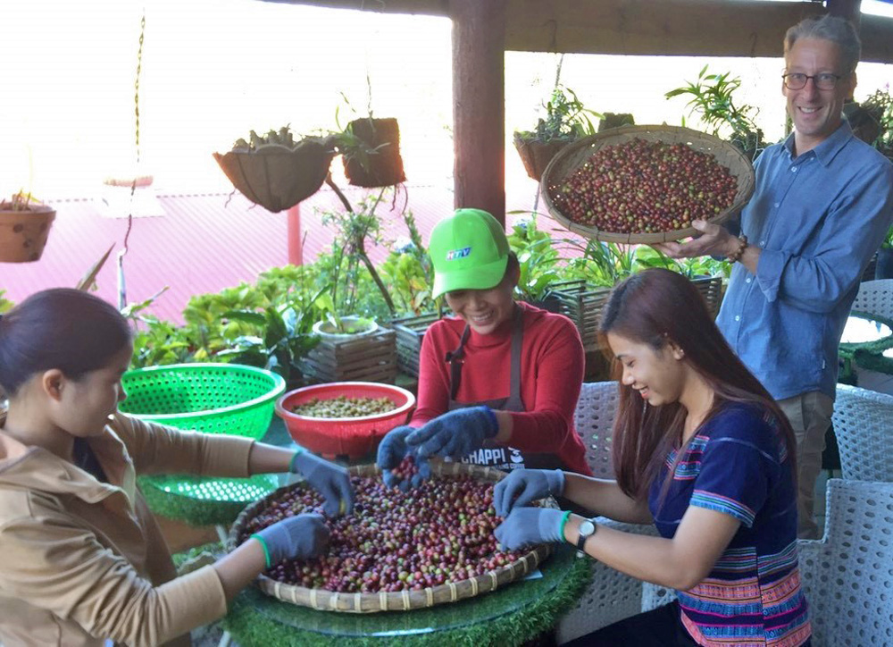 Chuỗi liên kết sản xuất, sơ chế, chế biến cà phê thương hiệu Chappi Mountains đang phát triển khá hiệu quả tại xã Đạ Chais, huyện Lạc Dương