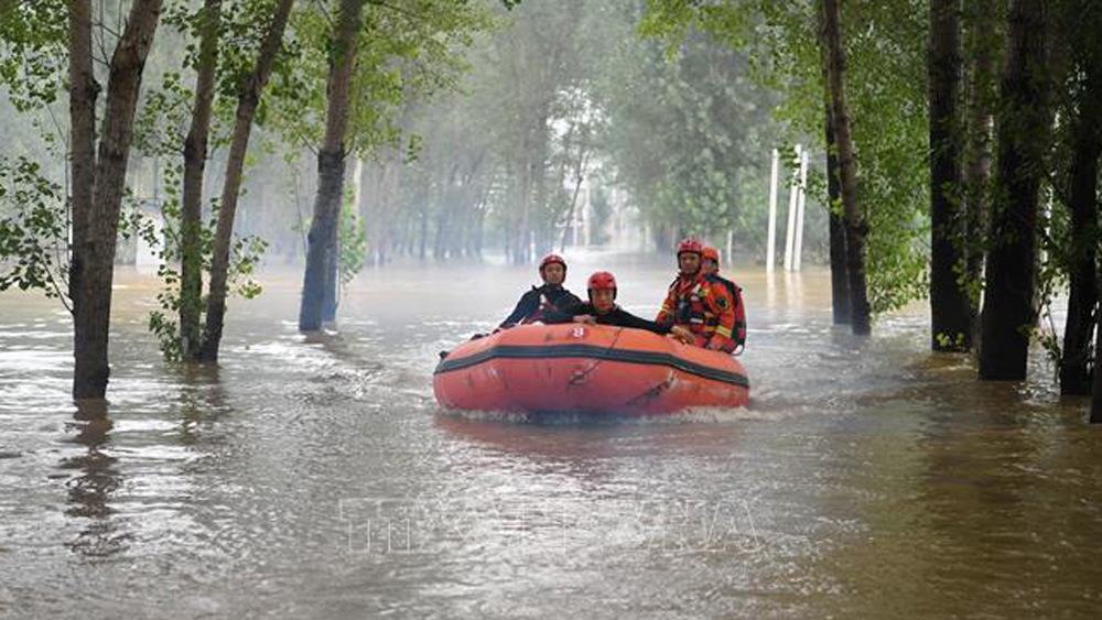 Cảnh ngập lụt sau những trận mưa lớn tại tỉnh Hà Bắc, Trung Quốc, ngày 3/8/2023