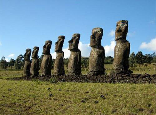 Moai Ahu Tongariki, khôi phục trong thập niên 1990 - Ảnh: Wikipedia