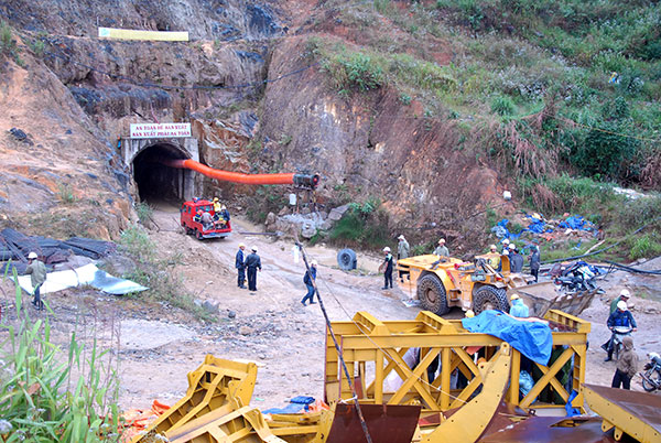 Hầm thuỷ điện Đạ Dâng- Đạ Chomo khi xảy ra sự cố sập hầm ngày 16/12/2014