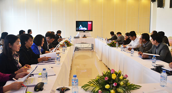 Các đại biểu tham dự hội nghị trực tuyến công tác bầu cử tại đầu cầu Lâm Đồng
