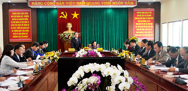 Toàn cảnh buổi làm việc của đồng chí Trương Thị Mai - Bí thư Trung ương Đảng - Trưởng Ban Dân vận Trung ương tại Lâm Đồn