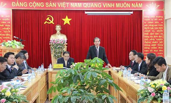 Đồng chí Nguyễn Xuân Tiến phát biểu chỉ đạo tại buổi làm việc