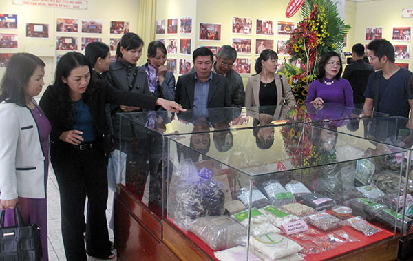 Tham quan gian trưng bày các sản phẩm nông nghiệp của Lâm Đồng