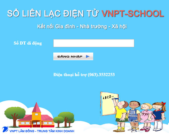 Giao diện Sổ tay liên lạc điện tử tại web: vnptschool.com.vn vào phần tra cứu điểm