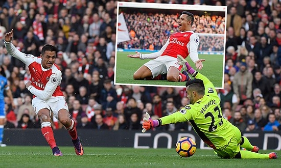 Sanchez lập cú đúp, Arsenal kiên cường bám đuổi nhóm đầu