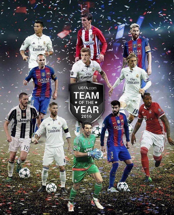 UEFA chính thức công bố đội hình xuất sắc nhất năm 2016