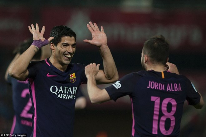 Suarez góp công mang chiến thắng về chp Barcelona. (Nguồn: AFP/Getty Images)