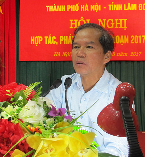 Đồng chí Nguyễn Xuân Tiến - Bí thư Tỉnh ủy Lâm Đồng phát biểu buổi làm việc