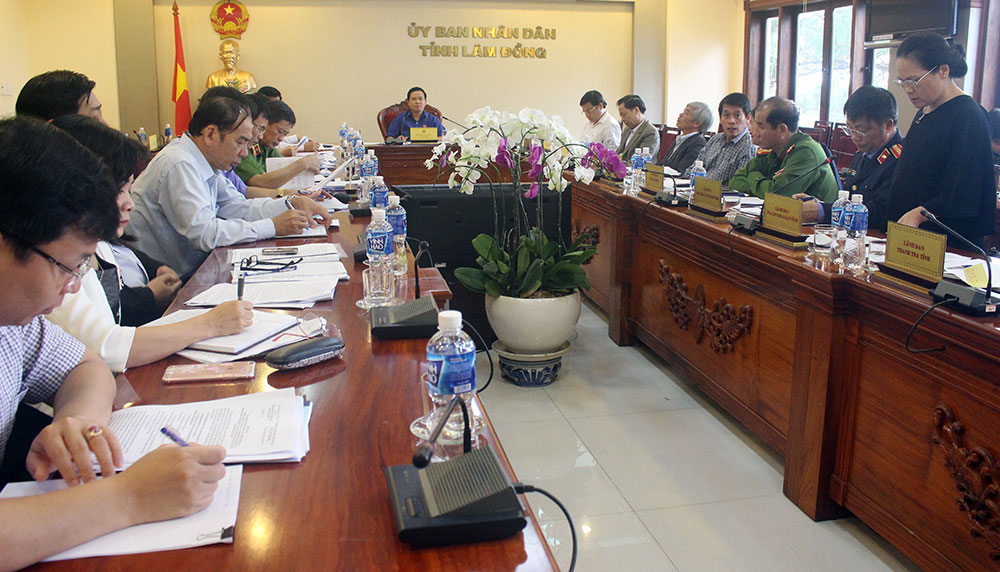 Toàn cảnh buổi làm việc của Đoàn Ủy ban Tư pháp với tỉnh Lâm Đồng. Ảnh: N.Thu