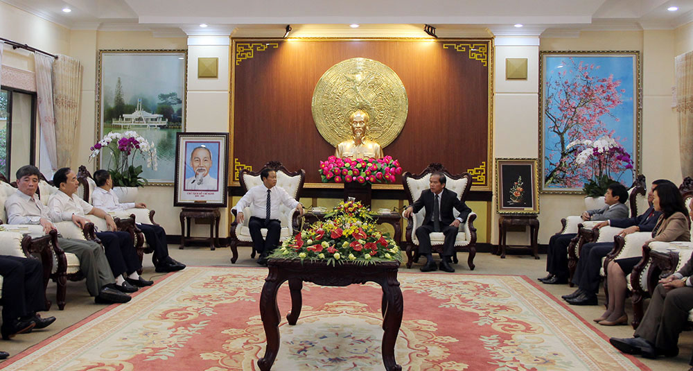 Toàn cảnh buổi thăm và làm việc của Đoàn công tác của Quốc hội do Đại tướng Đỗ Bá Tỵ - UVBCH TW Đảng, Phó Chủ tịch Quốc hội làm trưởng đoàn với lãnh đạo tỉnh Lâm Đồng